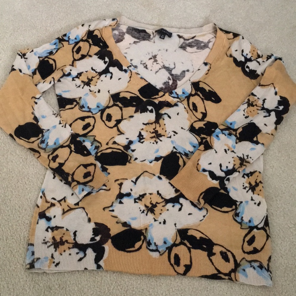 Sweater, lightweight brown floral print